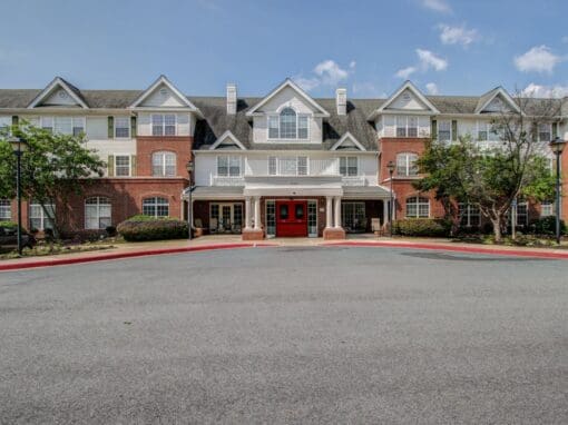 Charter Senior Living of Woodholme Crossing Image Gallery - Wide Shot of Front Entrance